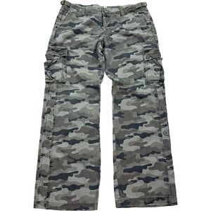 Y2K Old Navy Pants Women's 10 Green Camo Cargo Ultra Low Rise Straight Leg
